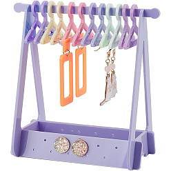 Лиловый Непрозрачные акриловые подставки для серег, держатель-органайзер для сережек в форме вешалки с разноцветными вешалками 12 шт., сирень, готовое изделие: 13.5x8.2x15.5 см