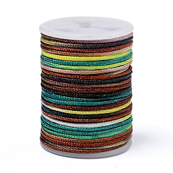 Разноцветный Сегментная окрашенная полиэфирная нить, китайский вязать шнур, красочный, 1.5 мм, около 4.70 ярдов (4.3 м) / рулон
