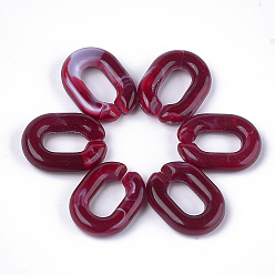 Темно-Красный Акриловые связей кольца, разъемы для быстрой связи, для изготовления ювелирных цепочек, Стиль имитация драгоценных камней, овальные, темно-красный, 19x14.5x4.5 мм, Отверстие : 10x5.5 мм , около 620 шт / 500 г