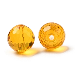 Оранжевый К 9 стекло, имитация Австрийские кристаллические шарики, класс AAA, граненый (128 граней), круглые, оранжевые, 10 мм, отверстие : 0.9~1 мм