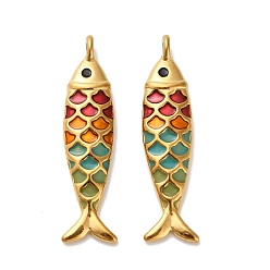 Разноцветный 304 подвески из нержавеющей стали, с эмалью, рыба, реальный 18 k позолоченный, ионное покрытие (ip), красочный, 49x11.5x5.5 мм, отверстие : 3 мм