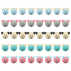 (52) Непрозрачная лаванда 40шт. 5 цвета деревянные европейские бусины, бусины с большими отверстиями, медведь, разноцветные, 25x31x24 мм, отверстие : 6 мм, 8 шт / цвет