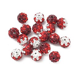 Rot Handgemachte Fimo-Perlen Strass, Runde, rot, 10 mm, Bohrung: 1.8 mm