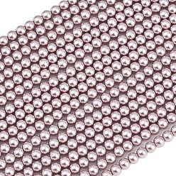 Розово-Коричневый Круглые бусины из экологически чистого окрашенного стекла с жемчугом, класс А, хлопковый шнур , розово-коричневый, 6 мм, отверстие : 0.7~1.1 мм, около 72 шт / нитка, 15 дюйм