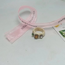 Кукурузный Шелк 1пальцевые кольца из акрила, со стразами, цвет колоса кукурузы, внутренний диаметр: 17 мм