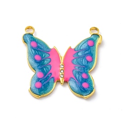 Небесно-голубой 304 нержавеющей стальной эмали подвески, со стразами, очарование бабочки, вакуумное покрытие pvd, реальный 18 k позолоченный, голубой, 24.5x25.5x2.5 мм, отверстие : 2 мм