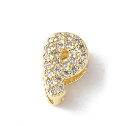 Letter P Латунные микро-паве прозрачные кубические цирконии начальные многорядные звенья, реальный 18 k позолоченный, без свинца и без кадмия, долговечный, стойки покрытие, Письмо P, 10x5~9.5x4.5~5 мм, отверстие : 1.5~3.2x2~8 мм