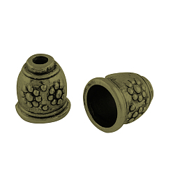 Античная Бронза Концевые заглушки шнура из апетального сплава, тибетский стиль , без кадмия, без никеля и без свинца, античная бронза, 11x10 мм, отверстие : 3 мм, Внутренние размеры: 6~7 mm, Около 550 шт / 1000 г