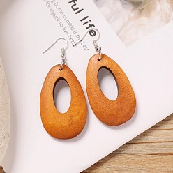 Teardrop Серьги-подвески из сплава дерева, платина, слеза, 53x30 мм