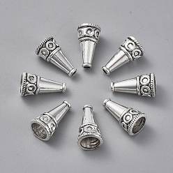 Античное Серебро  Крышки для бусин тибетского стиля, без кадмия, без никеля и без свинца, конус, античное серебро, 23x13x13 мм, отверстие : 3 мм, внутренний диаметр: 9 мм
