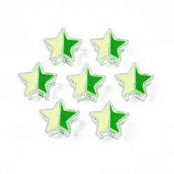 Lime Green Transparent Acrylic Beads, with Enamel, Star, Lime Green, 19x20x9mm, Hole: 3mm