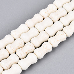 Говлит Синтетических Говлит бисер нитей, формой кости, 13~13.5x7.5~8 мм, отверстие : 1 мм, около 28 шт / нитка, 14.57 дюйм (37 см)