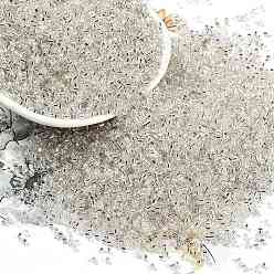 Серебро Гальванизируйте стеклянных шариков семени, Ирис, цилиндр, серебряные, 1.6x1.3 мм, отверстие : 0.8 мм, Около 60000 шт / фунт