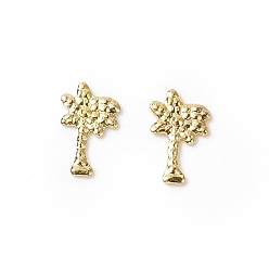 Golden (Defective Closeout Sale: Oxidation) Brass Metallic Nail Cabochons, Nail Art Decoration Accessories, Coconut Tree, Golden, 6x4x0.2mm, about 1000pcs/bag