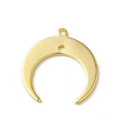 Настоящее золото 24K Латунные подвески, Луна прелести, реальный 24 k позолоченный, 19x18x1 мм, отверстие : 1.2 мм