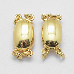 Золотой 925 застежка из стерлингового серебра, овальные, реальный 18 k позолоченный, 15x7.5x5.5 мм, отверстие : 1.5 мм