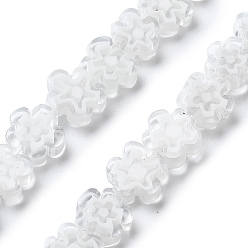 Прозрачный Handmade millefiori lampwork beads strands, цветок, прозрачные, 7.5~8.5x7.5~8.5x3~3.5 мм, отверстие : 0.8 мм, около 50 шт / нитка, 15.75~15.94 дюйм (40~40.5 см)