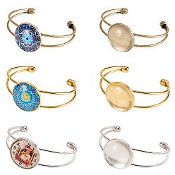 Mixed Color DIY Bangles Making, with Brass Bangle Makings, Bangle Blanks and Transparent Glass Cabochons, Mixed Color, 2-3/8 inch~2-1/2 inch(6~6.4cm), Tray: 25mm
