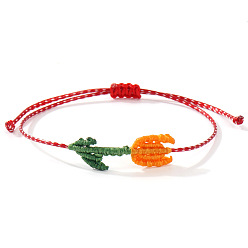 Оранжевый Богемный регулируемый браслет-цепочка для женщин, цветок, оранжевые, 11 дюйм (28 см), Цветок: 35 mm длиной, шириной 10 мм 