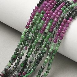 Ruby in Zoisite Gradient Natural Ruby in Zoisite Beads Strands, Faceted, Round, 3.5mm, Hole: 0.5mm, about 133pcs/strand, 15.67~15.75''(39.8~40cm).