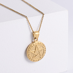 Золотой Винтажные панк-ожерелья из нержавеющей стали с подвеской в виде пентаграммы викинга для унисекс, золотые