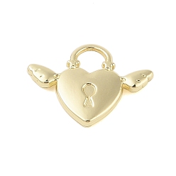 Golden Rack Plating Alloy Pendants, Heart with Lock, Golden, 14.5x19.5x3mm, Hole: 4mm
