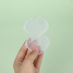 Heart Transparent Plastic Grid Bead Containers, with Hinged Lid, 2 Grids, Heart, 10x6x2.5cm