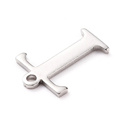 Letter T 304 Stainless Steel Charms, Laser Cut, Alphabet, Stainless Steel Color, Letter.T, 12x9x0.8mm, Hole: 1mm