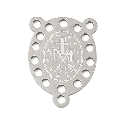 Нержавеющая Сталь Цвет 304 нержавеющей стали ссылки люстра компонент, чудотворная медаль девственница, цвет нержавеющей стали, 20x15x1 мм, отверстие : 1.6 мм
