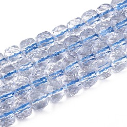Светлый Стально-синий К 9 нити стеклянных бусин, имитация драгоценных камней, кубические, граненые, светло-стальной синий, 5~5.5x5~5.5x5~5.5 мм, отверстие : 0.6~0.8 мм, около 71~72 шт / нитка, 14.96~15.16 дюйм (38~38.5 см)