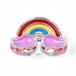 Violett Transparente Acryl-Emailperlen, Regenbogen, Violett, 16x26x9 mm, Bohrung: 3.5 mm