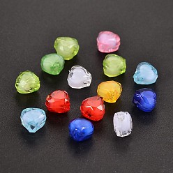 Mixed Color Valentines Day Ideas for Her Transparent Acrylic Beads, Bead in Bead, Faceted, Heart, Mixed Color, 7x8x5mm, Hole: 2mm, about 3000pcs/500g