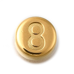 Золотой Вакуумное покрытие pvd 201 шарики из нержавеющей стали, плоские круглые с номером 8, золотые, 7x3.5 мм, отверстие : 1.5 мм