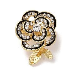 Цветок Значки на лацкан из цинкового сплава со стразами для рюкзака, камелия, 22.5x17.5 мм