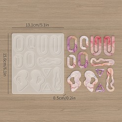 Прозрачный Силиконовые формы, изготовление украшений, формы для литья смолы, для уф-смолы, изготовление ювелирных изделий из эпоксидной смолы, прозрачные, 156x131x5 мм, внутренний диаметр: 20~61x20~36.5 мм