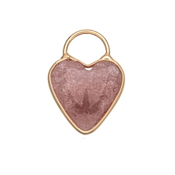 Клубничный Кварц Подвески из натурального клубничного кварца из золотой латуни, сердце, 18 мм