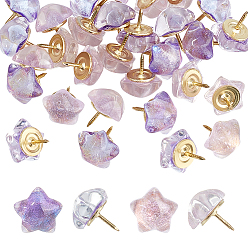 (52) Непрозрачная лаванда 30 шт 2 цвета смоляные кнопки-звезды, с железными контактами, разноцветные, 19 мм, 15 шт / цвет