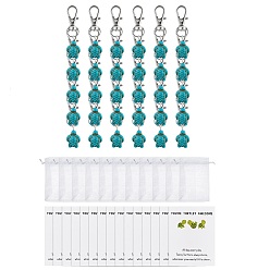 Platinum 50Pcs Sea Turtle Synthetic Howlite Pendant Decorations, with Alloy Swivel Lobster Claw Clasps and Organza Bags, Platinum, 53mm