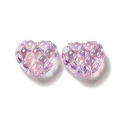 Violet Transparent Acrylic Beads, Heart, Violet, 17.2~17.4x20~20.4x9.6mm, Hole: 3~3.2mm