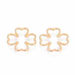 Золотой 201 из нержавеющей стали связывание кольцо, цветок, золотые, 12x12x0.8 мм