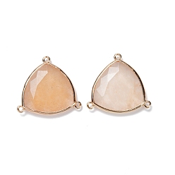 Нефрит Компонент люстры из натурального нефрита, с латунной фурнитурой , граненые, треугольные, золотые, 27x29x4.5 мм, отверстие : 1.6 мм