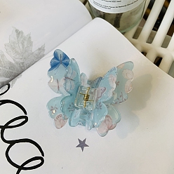 Небесно-голубой Акриловые коготь заколки, бабочка, голубой, 75 мм