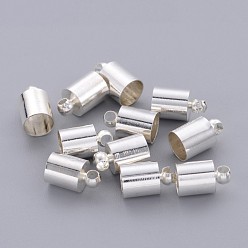 Silver Brass Cord Ends, Silver Color Plated, 10x6mm, Hole: 1.2mm, 5.5mm inner diameter