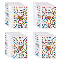 Colorful Heart Plastic Stickers, Self-adhesion Decals for DIY Scrapbooking, Colorful, 154x95x0.5mm, Sticker: 5~30x6~3.5mm, 10sheets/set