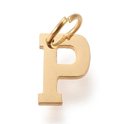 Letter P 304 подвески из нержавеющей стали, с прыжковых колец, ручная полировка, золотые, letter.p, 10x7x1 мм, отверстие : 4.5 мм