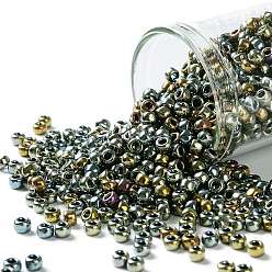 (721) Galvanized Blue Gold Тохо 8/0 круглые бусины, японский бисер, (721) оцинкованное синее золото, 3 мм, отверстие : 1 мм, Около 222 шт / 10 г