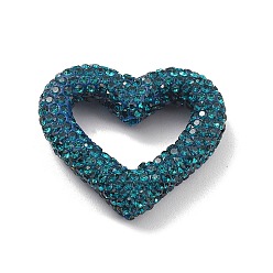 Синий Циркон Бусины из полимерной глины в форме сердца со стразами, Фокальные бусины для самодельного брелока для телефона, принадлежности для изготовления ручек и ювелирных изделий, синий циркон, 27.5x33.5x8 мм, отверстие : 2 мм