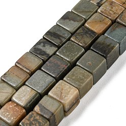 Пикассо Камень Натуральная полихромная яшма/камень Пикассо/нити бус из яшмы Пикассо, кубические, 6~6.5x6~6.5x6~6.5 мм, отверстие : 1.2 мм, около 63~64 шт / нитка, 15''~15.16'' (38.1~38.5 см)