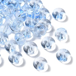 Светлый Стально-синий Выпечка расписные прозрачные стеклянные бусины, рондель, светло-стальной синий, 8x5 мм, отверстие : 1.5 мм, 2083 шт / 1000 г