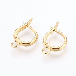 Золотой Латунные серьги-кольца с застежкой сзади, золотые, 19x12x2.5 мм, отверстие : 1.2 мм, штифты : 1 мм